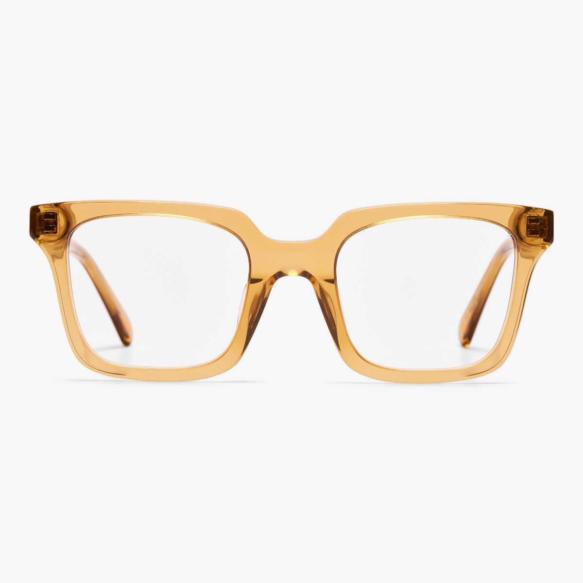 Luxreaders stylish Women's Tisvilde Crystal Caramel Reading glasses. Made from Bio-acetate in a Square shape.