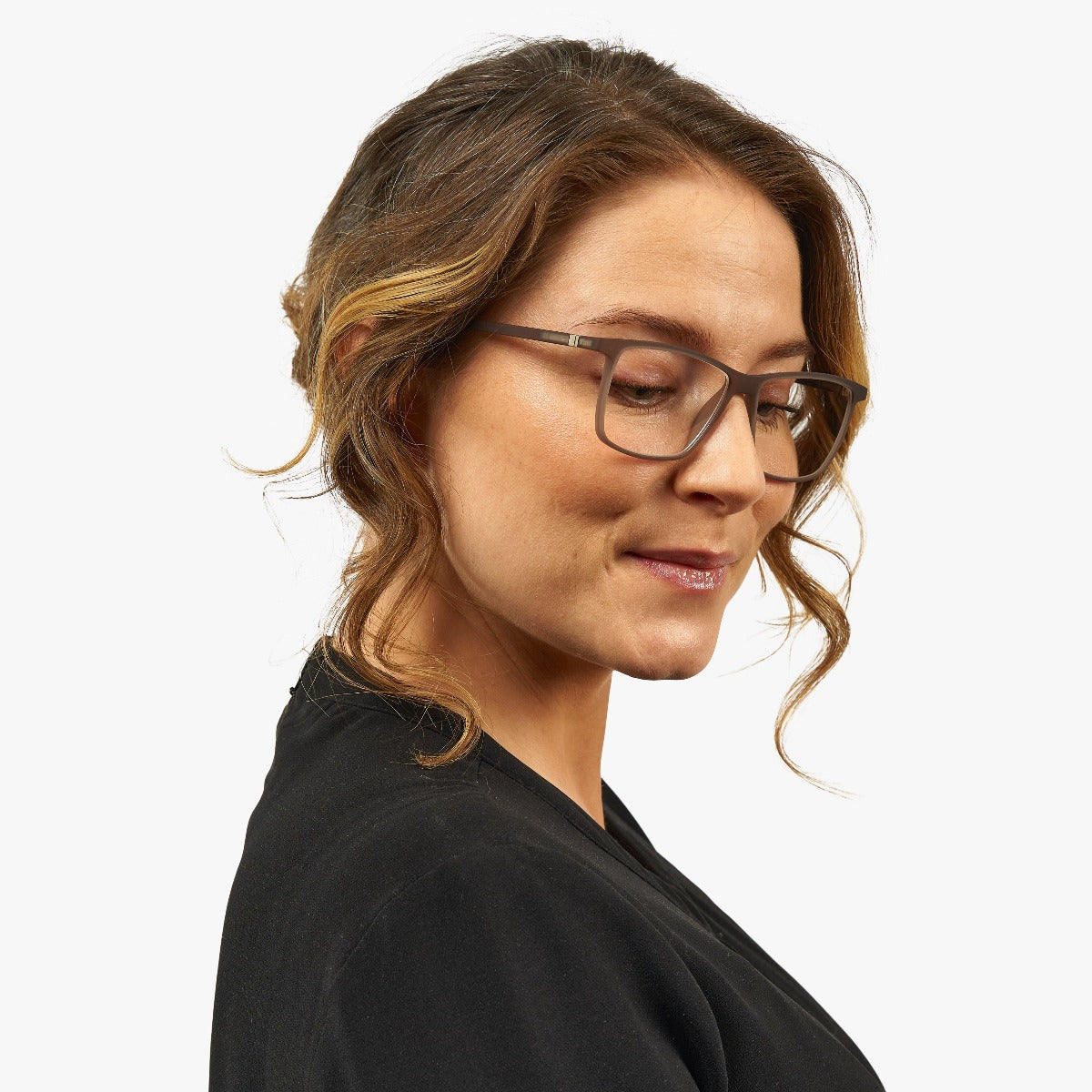 Luxreaders stylish Women's København Grey Reading glasses. Made from Rubber in a Square shape.