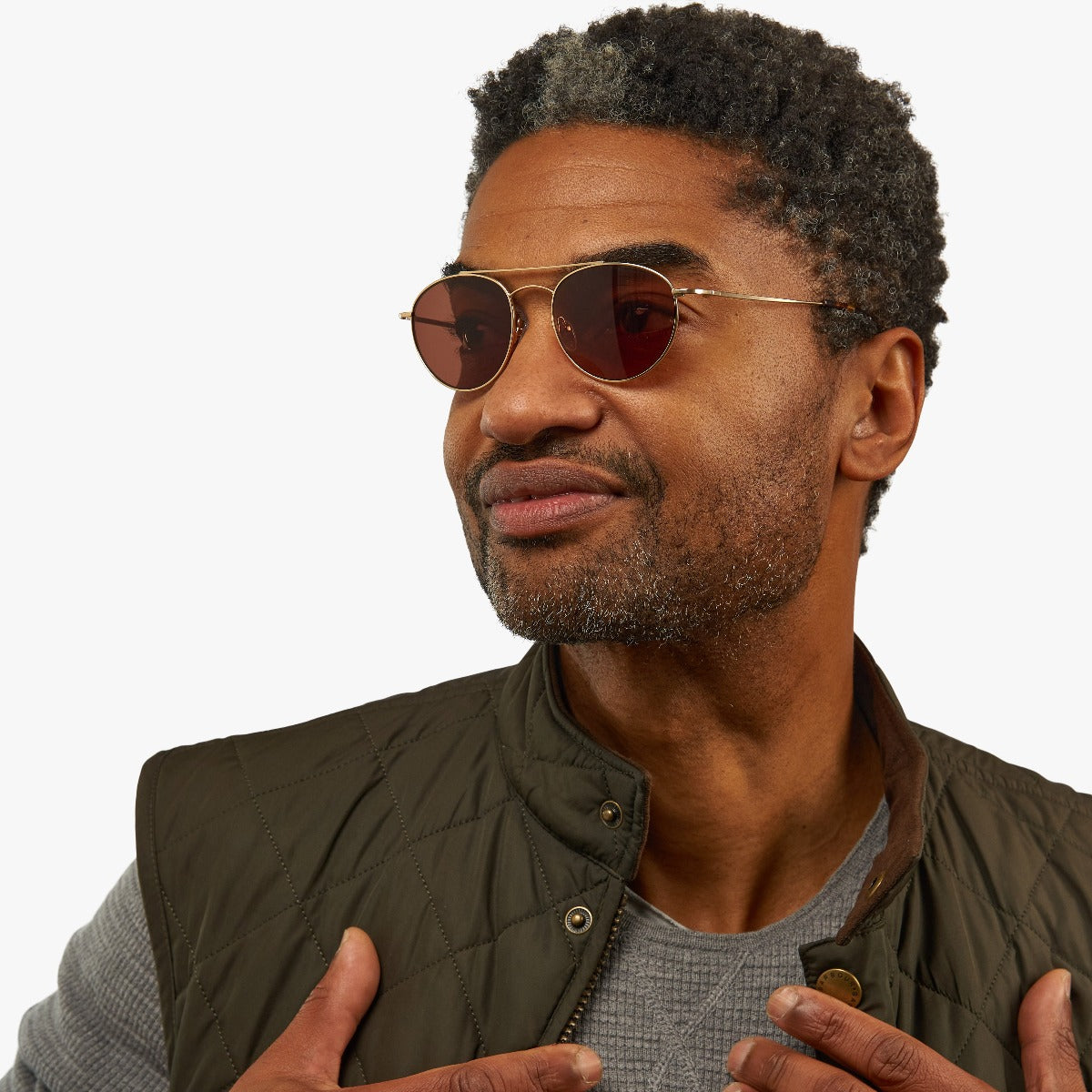 Luxreaders stylish Göteborg Gold Blue light glasses. Made from Stainless steel in a Round shape.