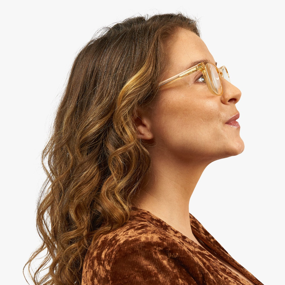 Person wearing Bornholm Crystal Lemon glasses