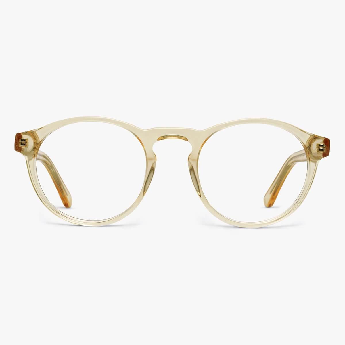 Luxreaders stylish Women's Trondheim Crystal Lemon Reading glasses. Made from Acetate in a Round shape.