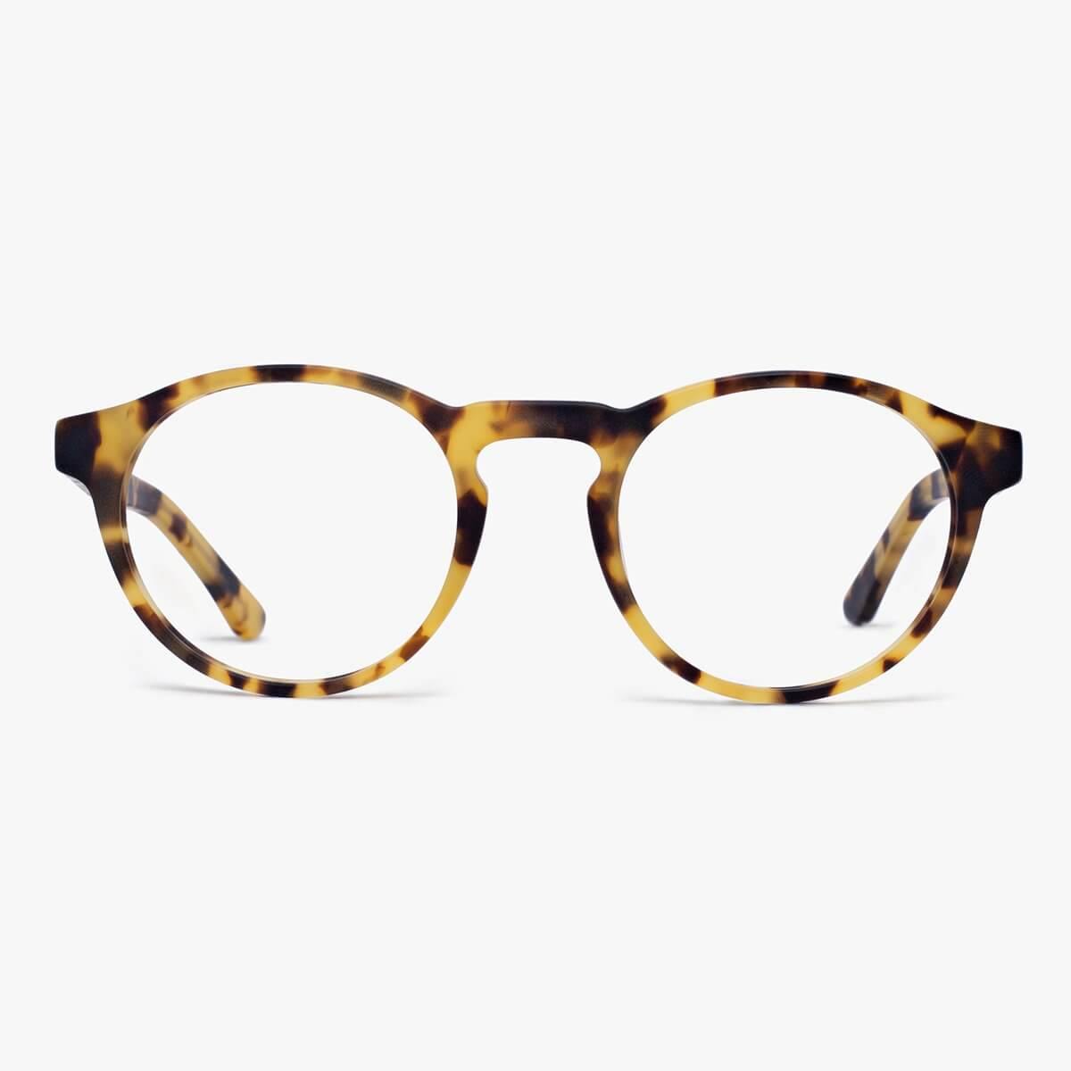 Luxreaders stylish Women's Trondheim Light Turtle Blue light glasses. Made from Acetate in a Round shape.
