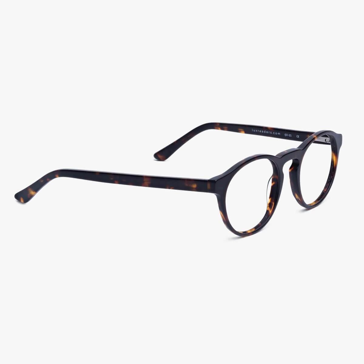 Luxreaders stylish Men's Trondheim Dark Turtle Reading glasses. Made from Acetate in a Round shape.