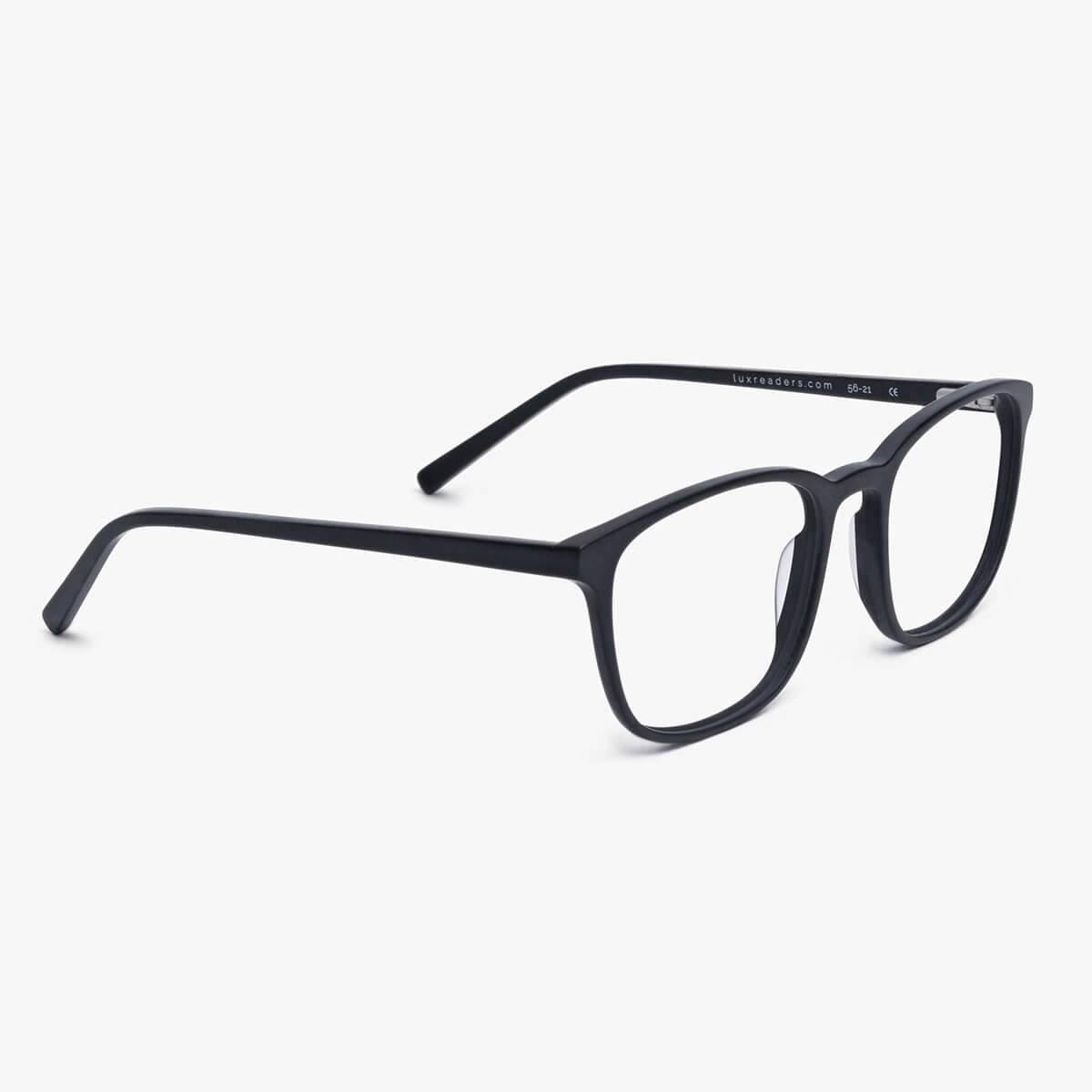 Luxreaders stylish Women's Ebeltoft Black Blue light glasses. Made from Acetate in a Square shape.