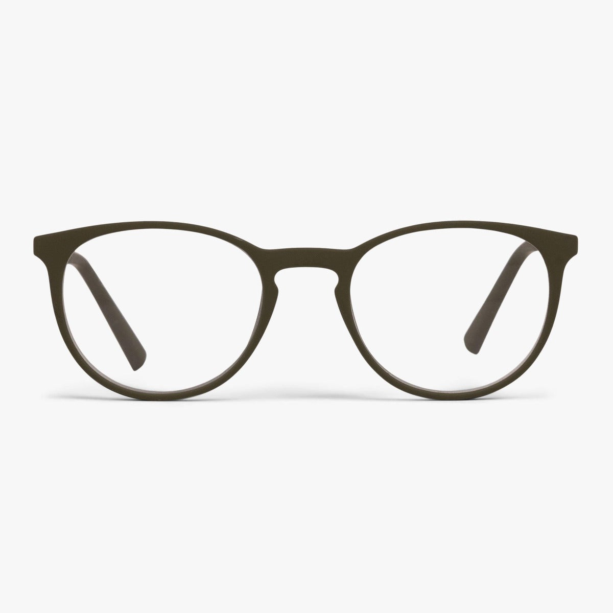 Luxreaders stylish Men's Stockholm Dark Army Reading glasses. Made from Rubber in a Iconic shape.