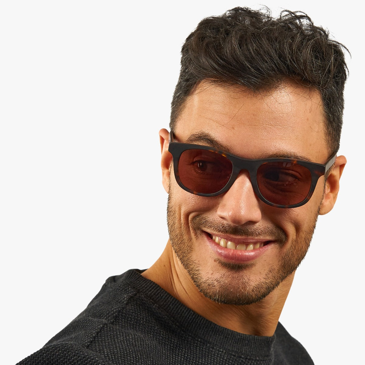 Person wearing Malmö Dark Turtle sunglasses