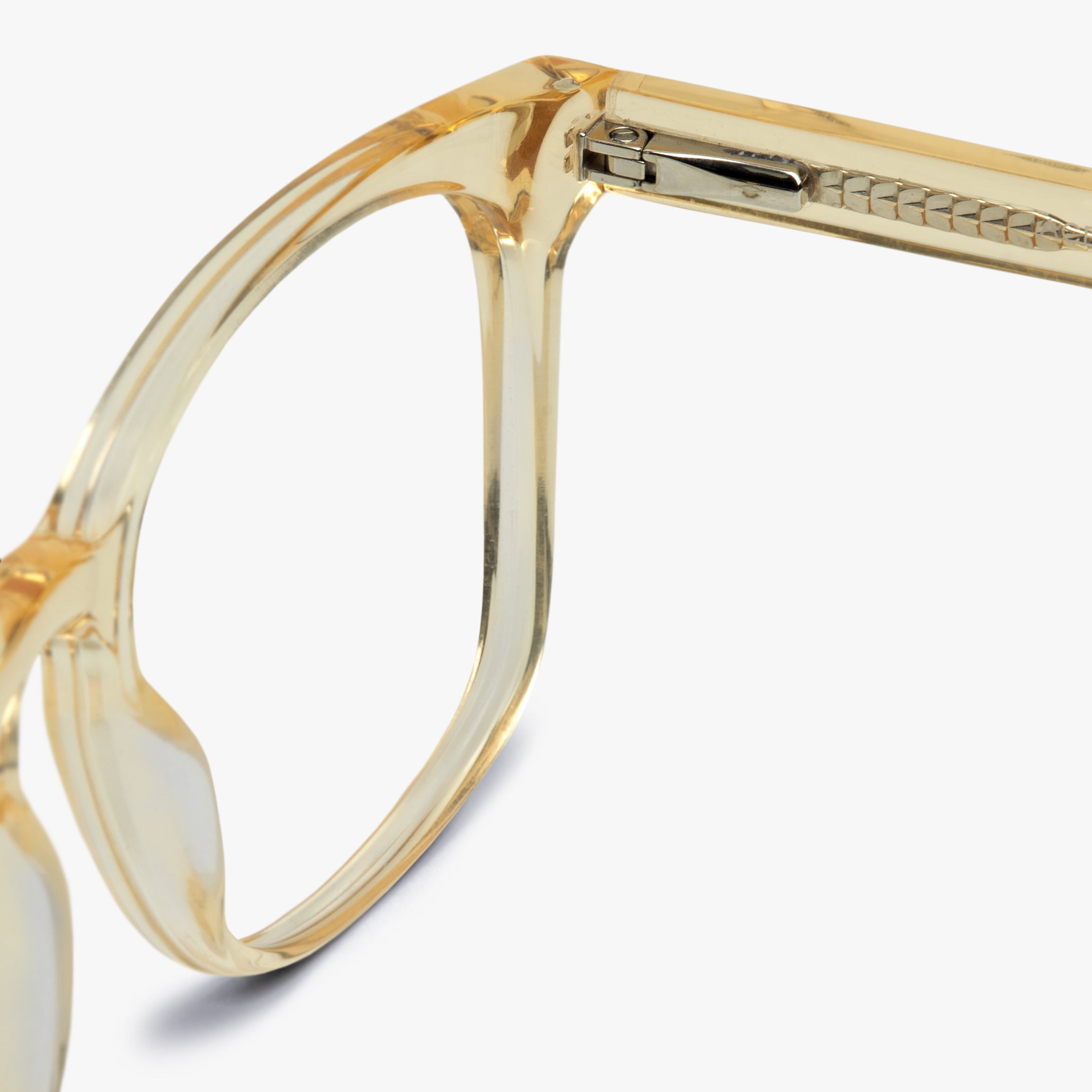 Close-up of Men's Bornholm Crystal Lemon glasses hinge