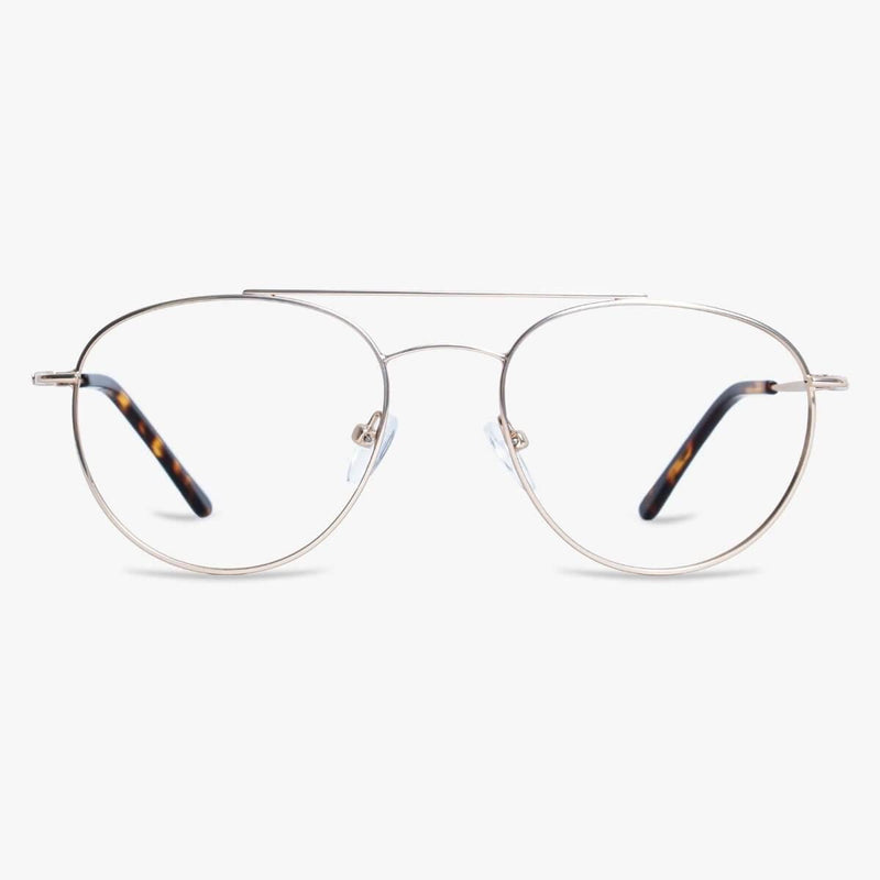 Gold aviator-style glasses with thin frame