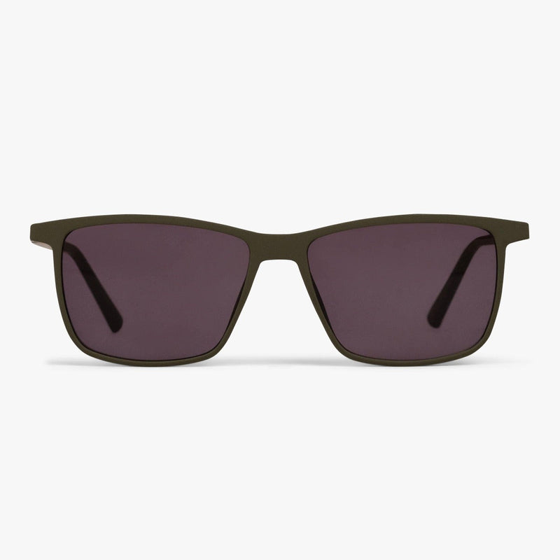 Men's København Dark Army square sunglasses in dark green with tinted lenses
