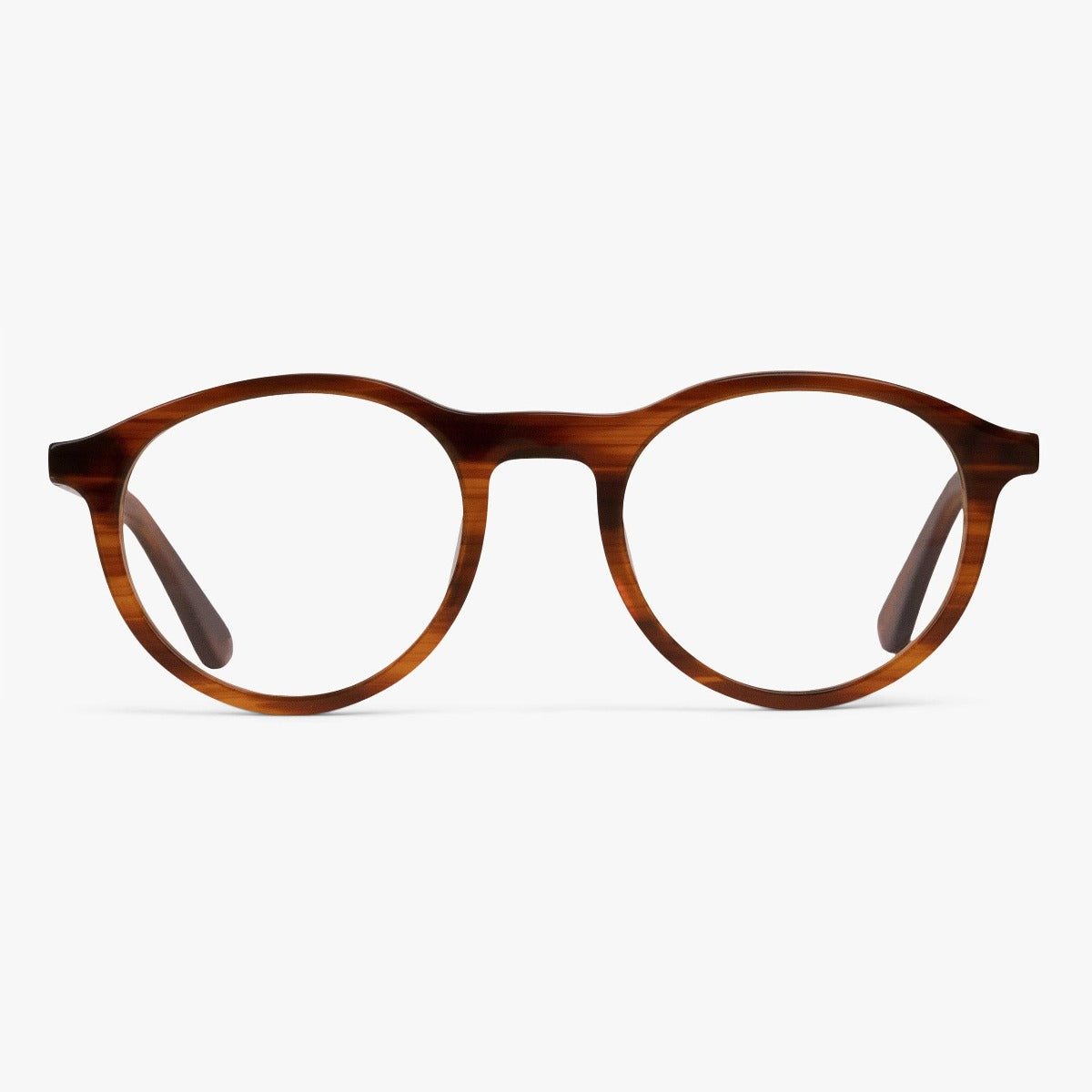 Men's Løkken Shiny Walnut eyeglasses with round frames in walnut finish