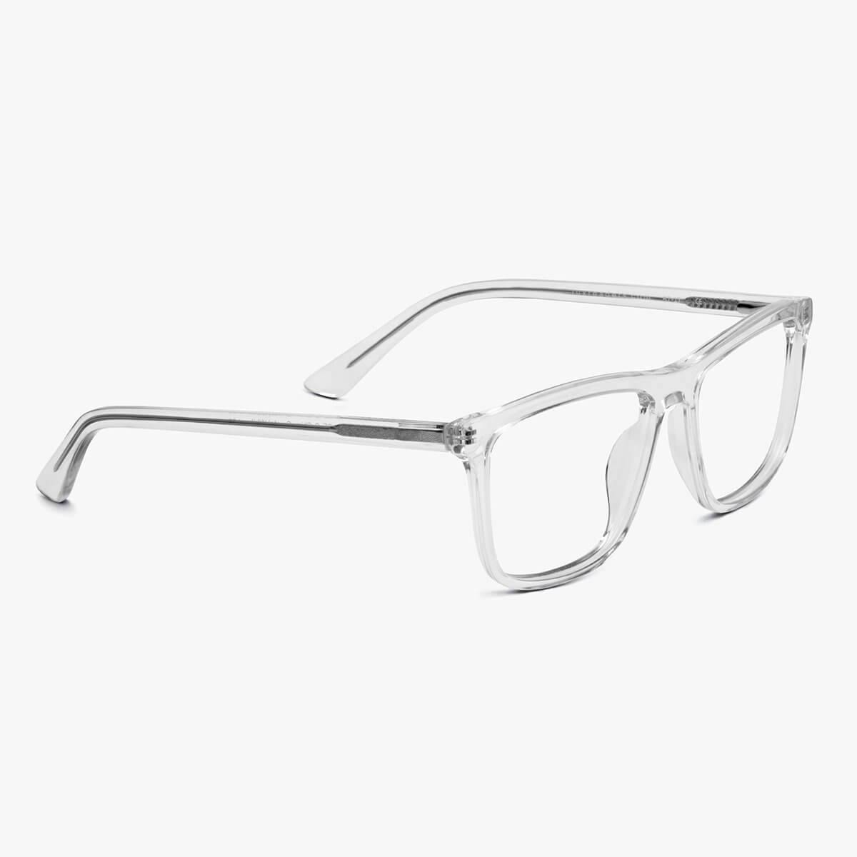 Men's Oslo Crystal White reading glasses with a clear frame