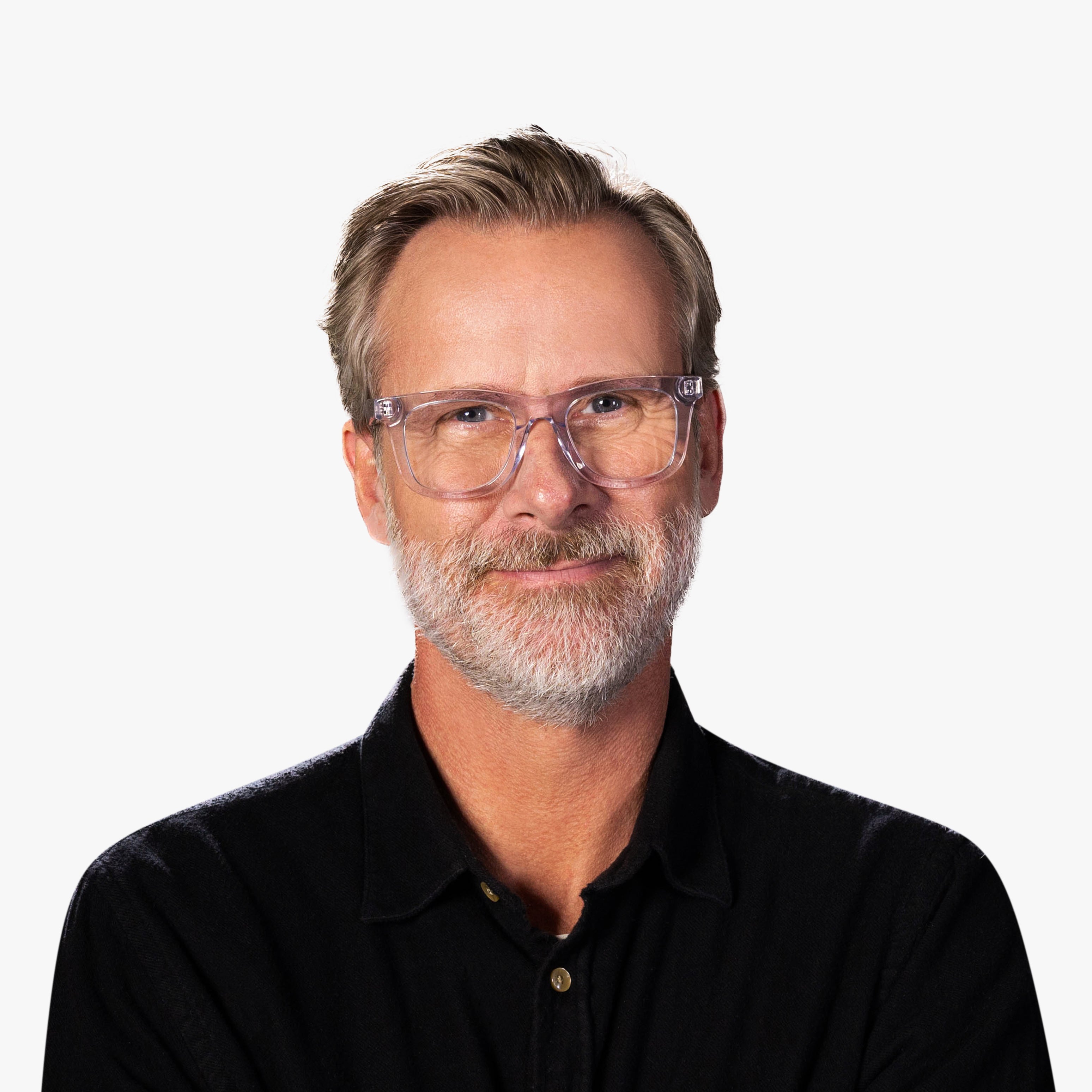 Person wearing Men's Samsø Crystal White glasses