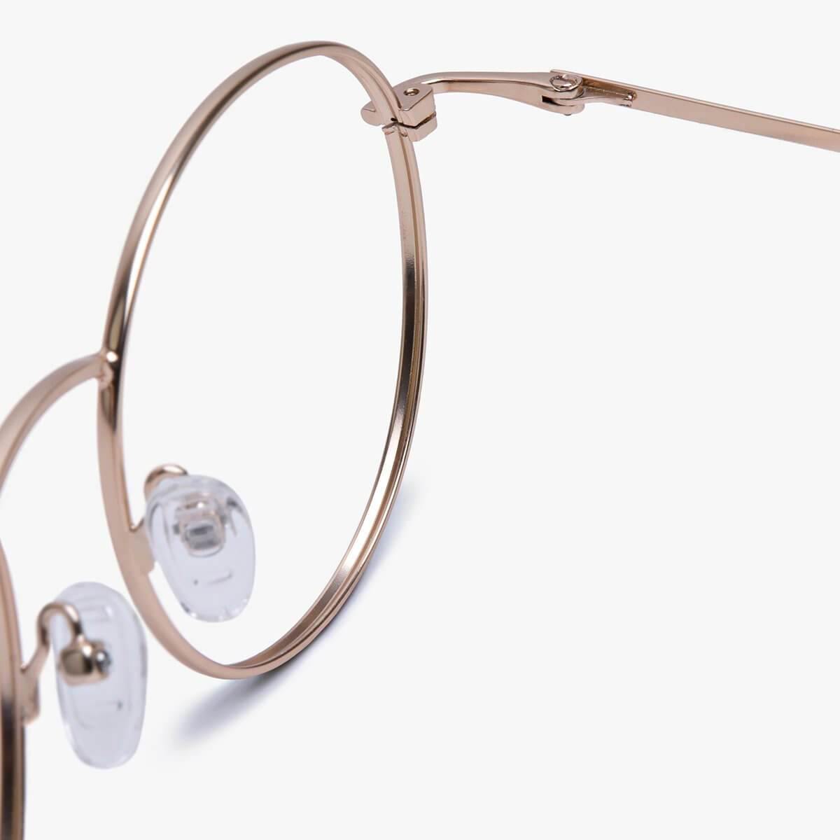 Gold round metal glasses frame with clear nose pads