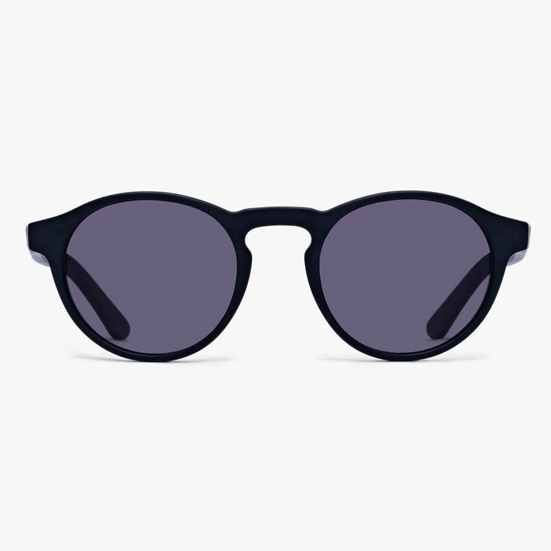 Men's Trondheim Black sunglasses with round black frames and dark lenses