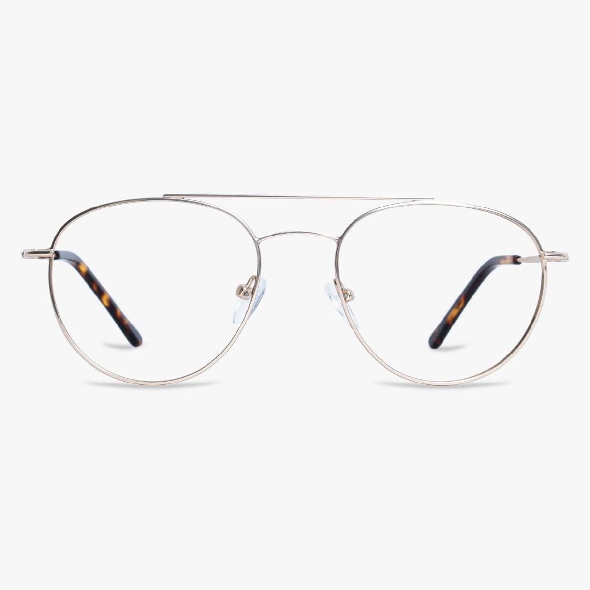 Luxreaders stylish Göteborg Gold Blue light glasses. Made from Stainless steel in a Round shape.
