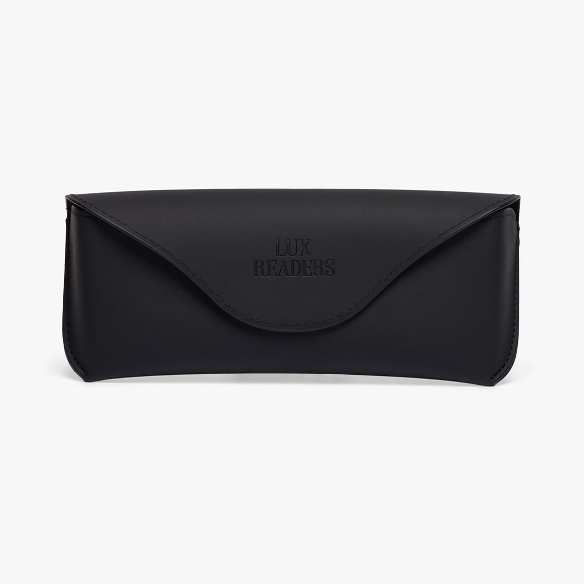 Black Luxreaders eyeglass case with rounded flap
