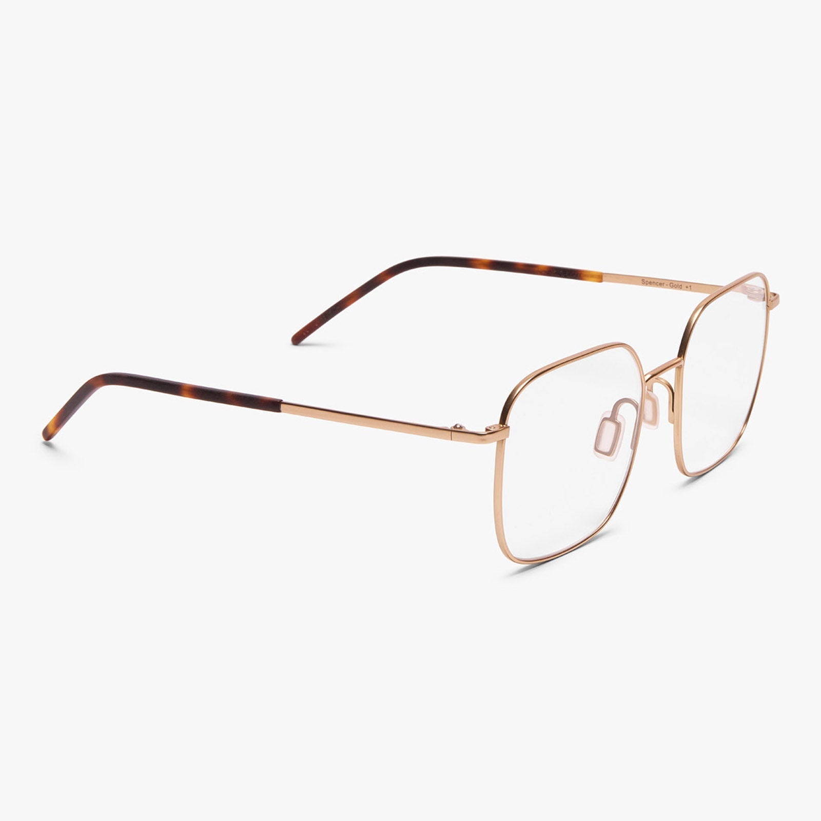 Women's Båstad Gold square glasses with thin gold frame and tortoiseshell temples