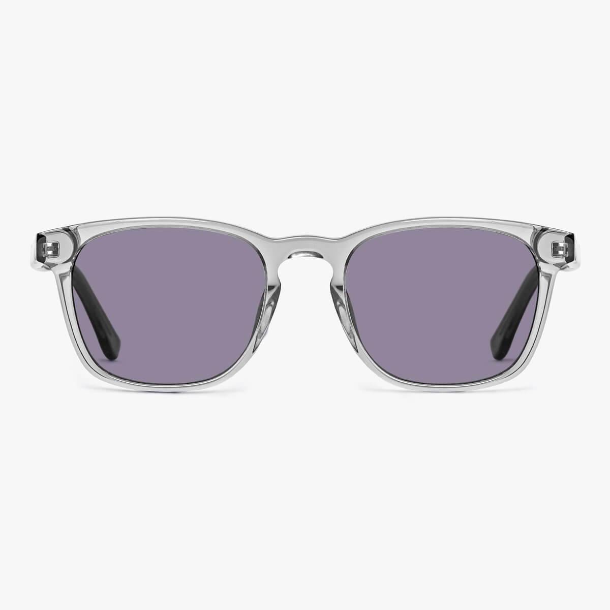 Crystal grey square sunglasses with dark lenses