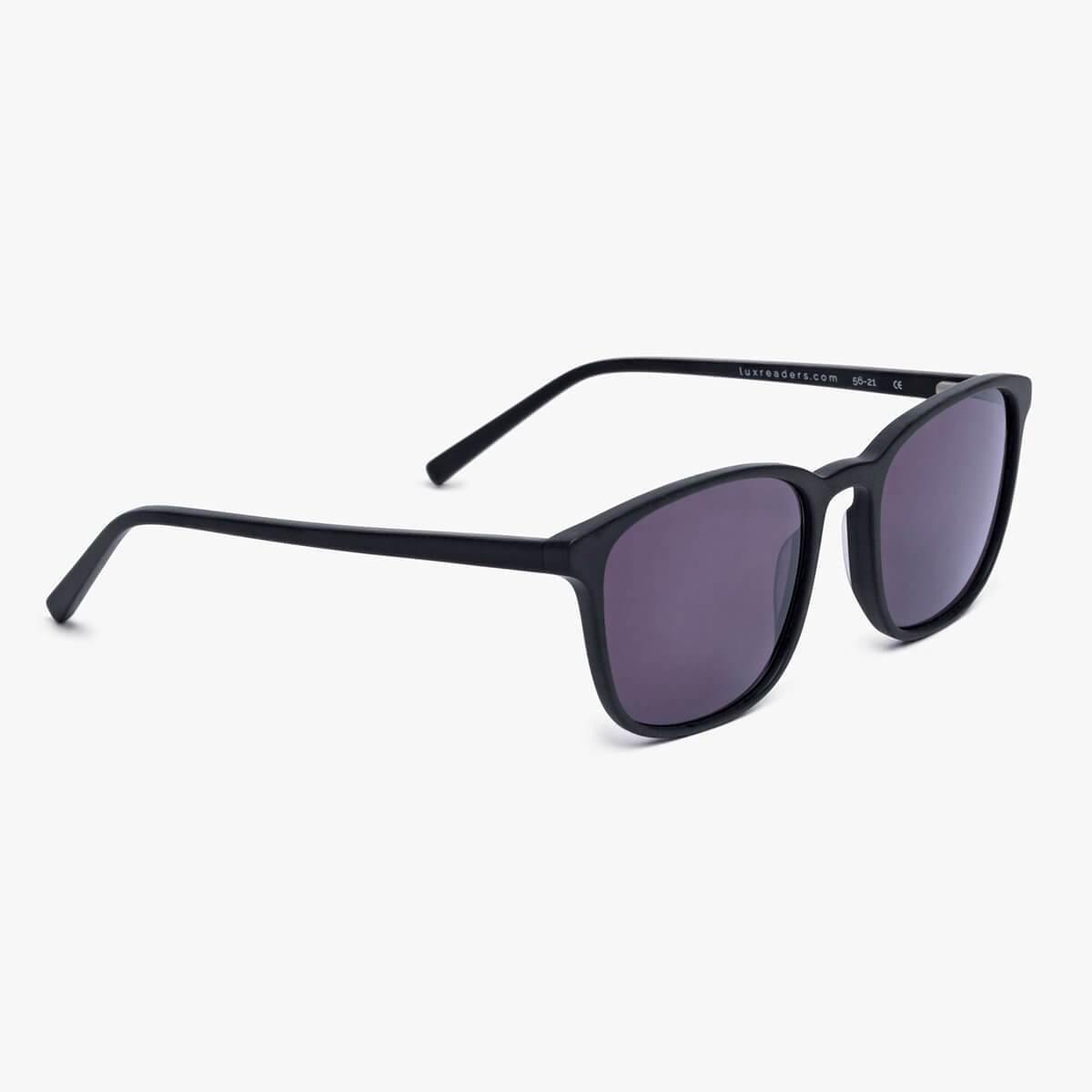 Women's Ebeltoft Black sunglasses with Luxreaders printed on the inside of the arm