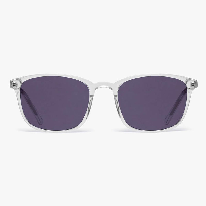 Women's Ebeltoft crystal white sunglasses with clear frames and dark lenses