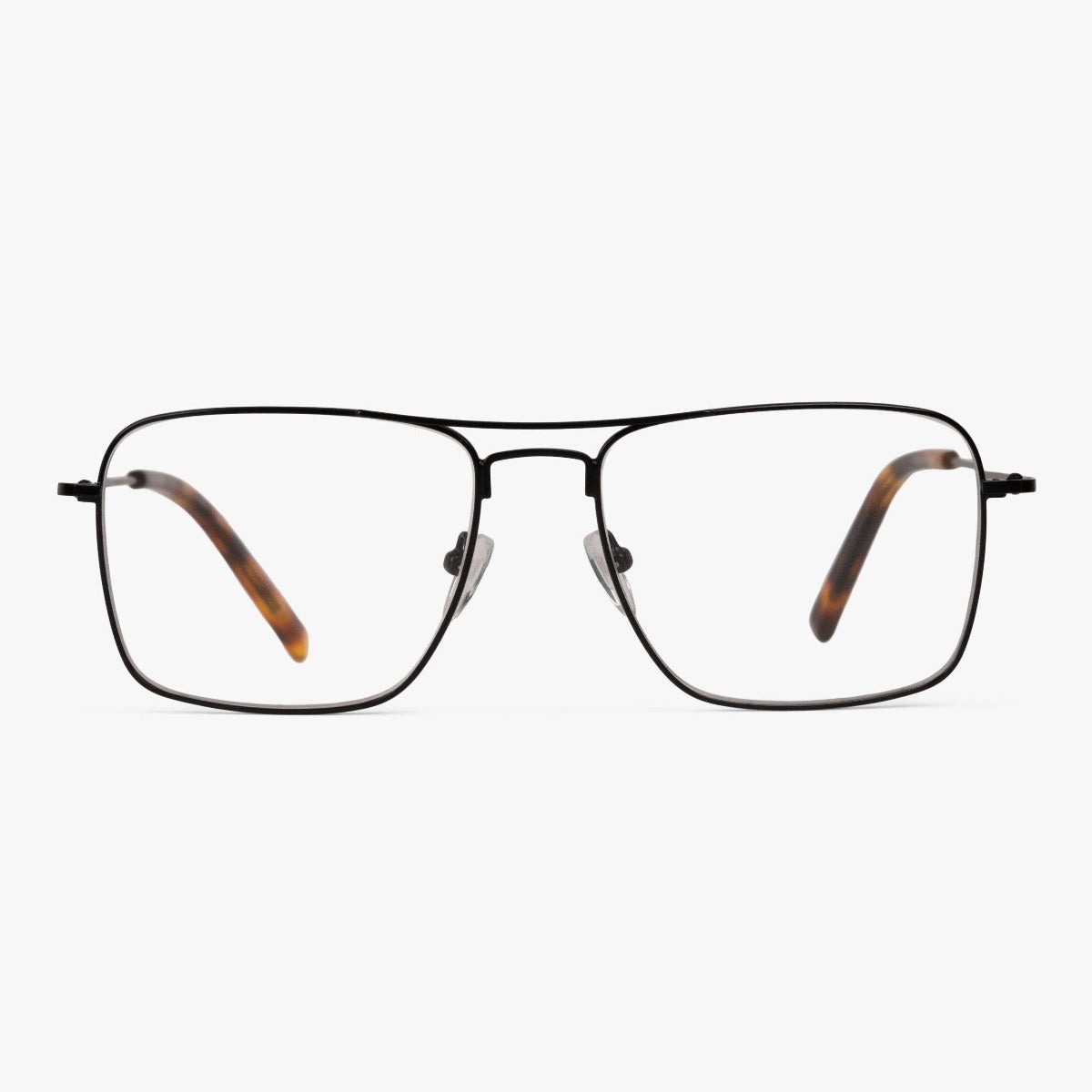 Women's Lidköping Black square glasses with black metal frame and tortoise temples