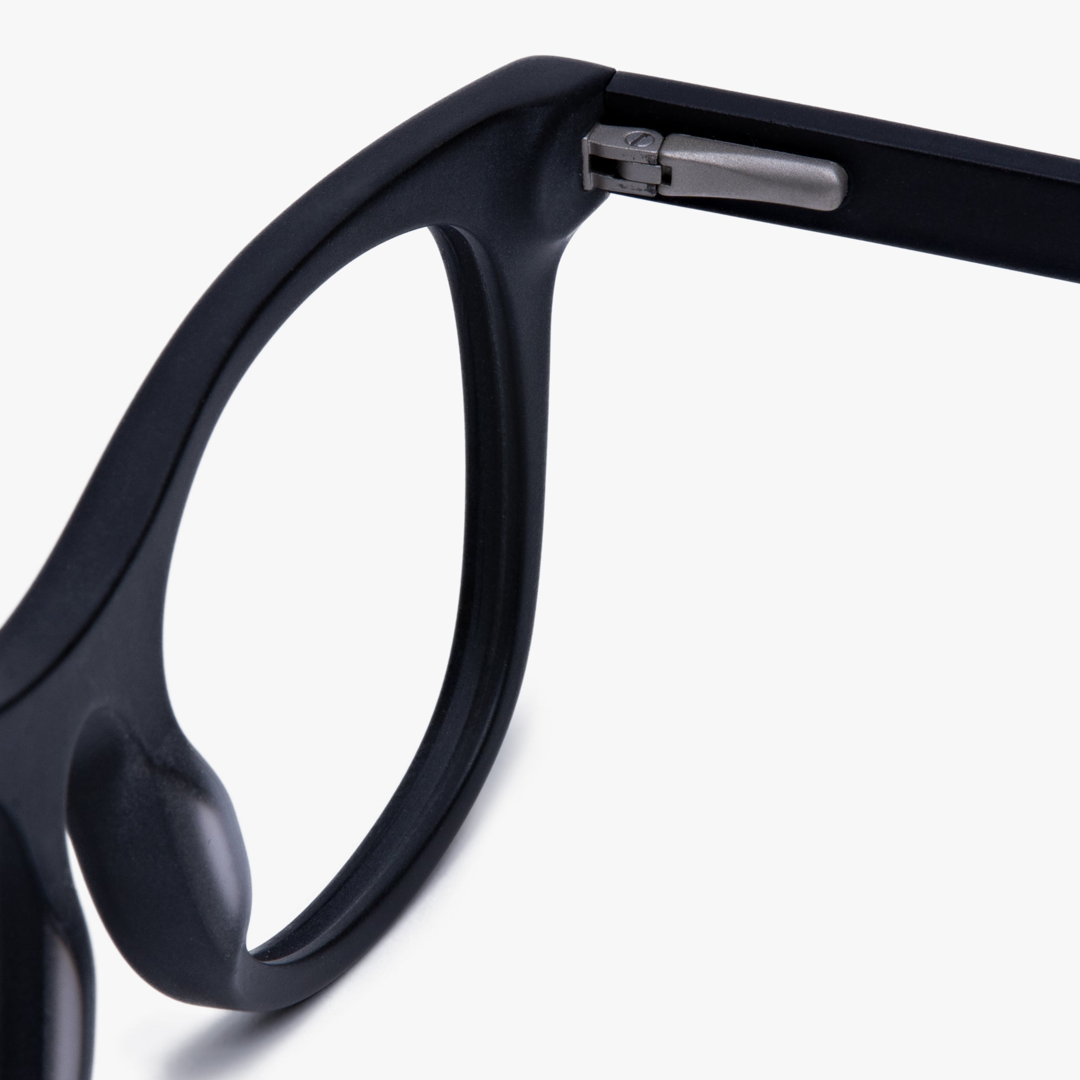 Close-up of black frame edge of Women's Malmö Black glasses