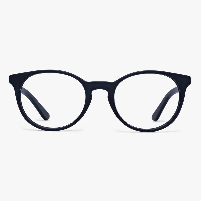 Women's Örebro black round glasses with a sleek matte finish