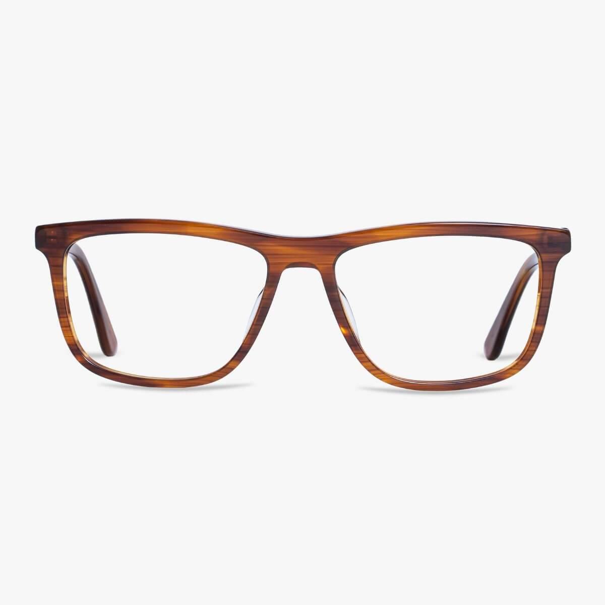 Women's Oslo Shiny Walnut rectangular glasses with a glossy brown finish
